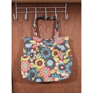 Vera Bradley‎ Shoulder Bag Zip Purse Flower Power Orange Brown Yellow